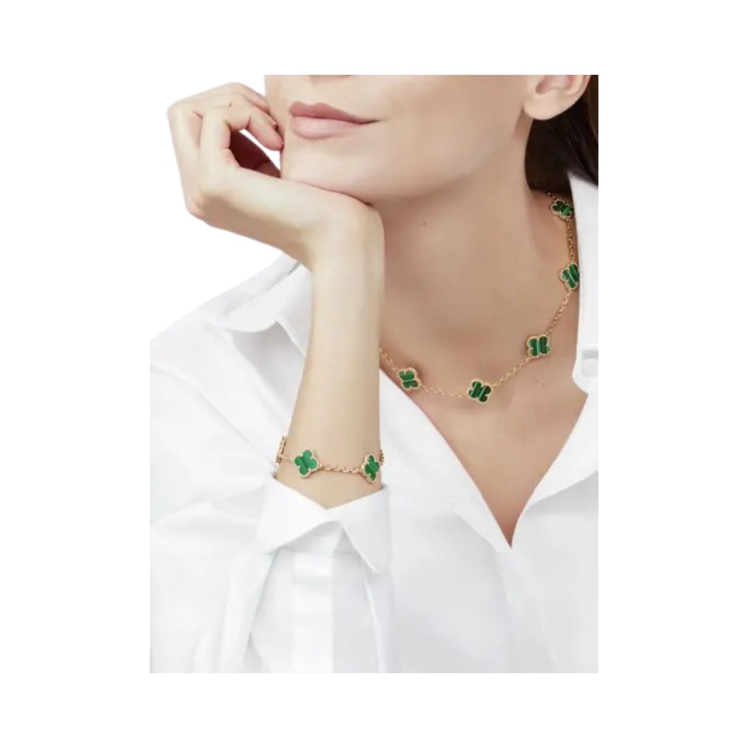 Necklace, 10 Motifs Yellow Gold, Malachite – Bild 2