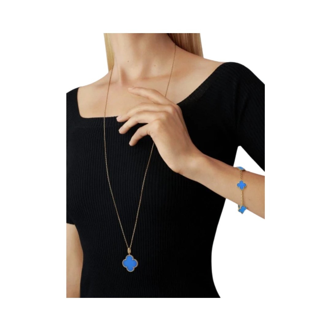 Long Necklace, 1 Motif Blue Agate – Bild 2