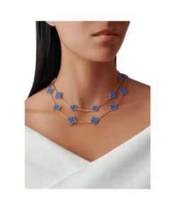Alternative view of Long Necklace, 20 Motifs Yellow Gold, Blue Agate