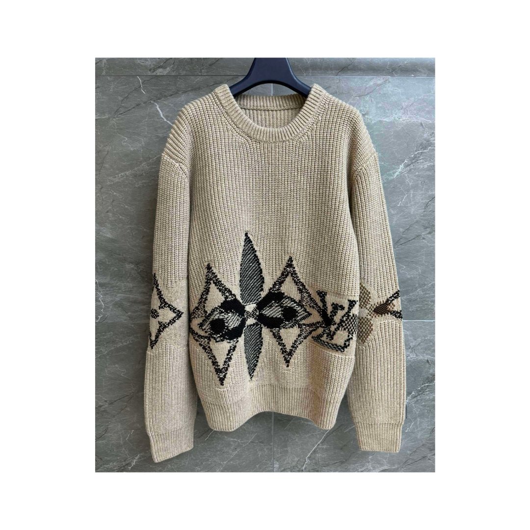 Grafikstrick Pullover Creme – Bild 2