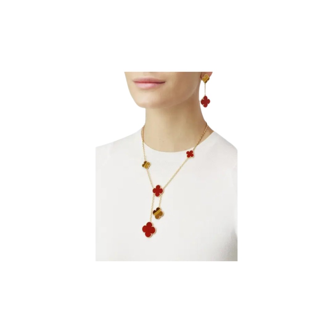 Alhambra Earrings, 2 Motifs Tiger’s Eye, Carnelian – Bild 2