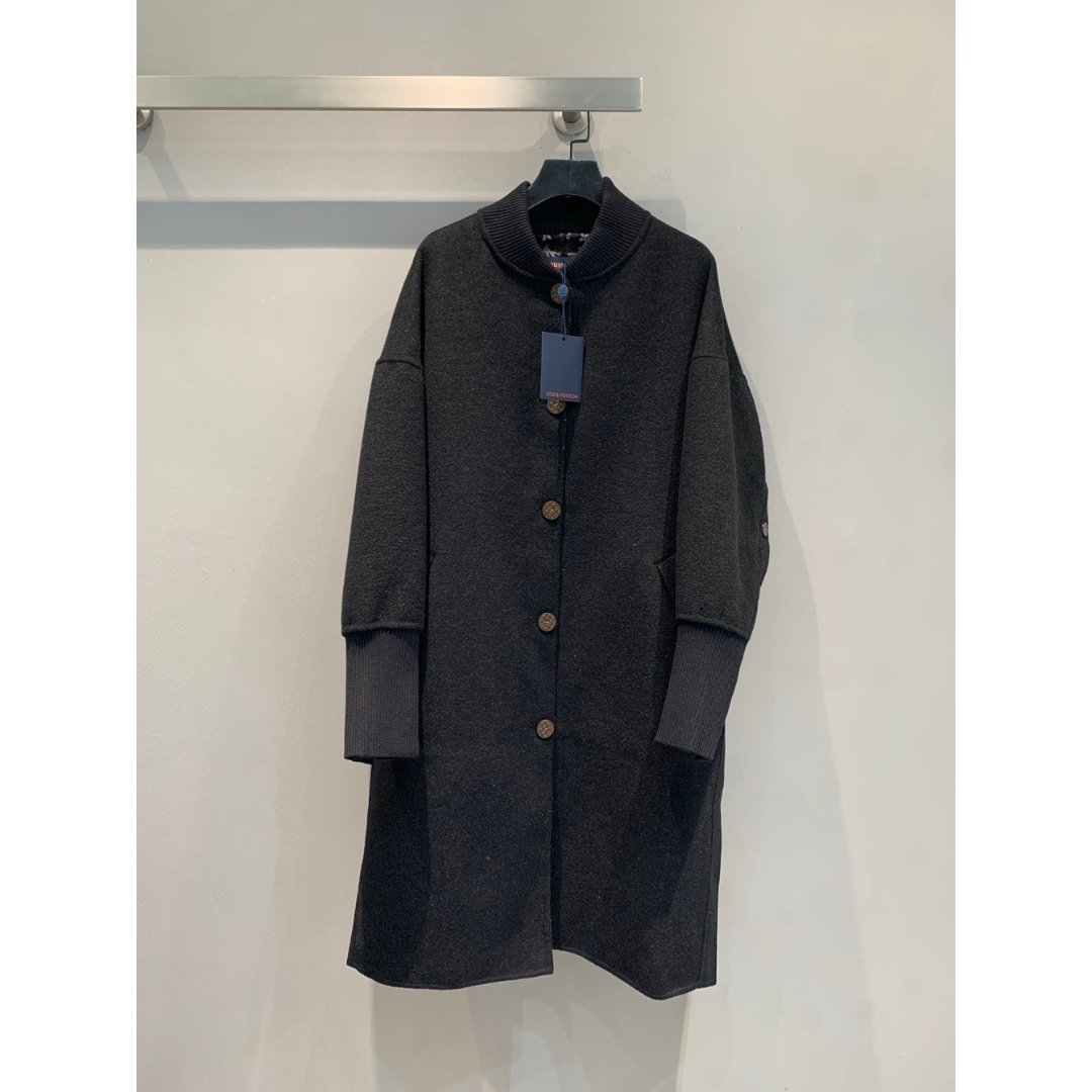 Mantel aus Walkwolle Schwarz – Bild 2