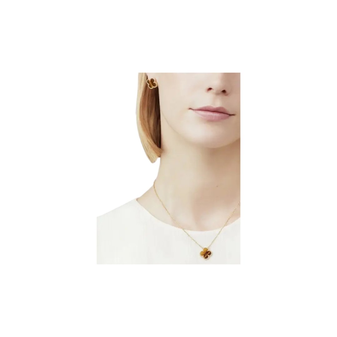 Alhambra Earrings, 18K Yellow Gold, Tiger’s Eye – Bild 2