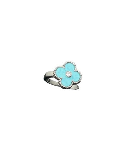 Alternative view of Turquoise and Diamond Vintage Alhambra Ring