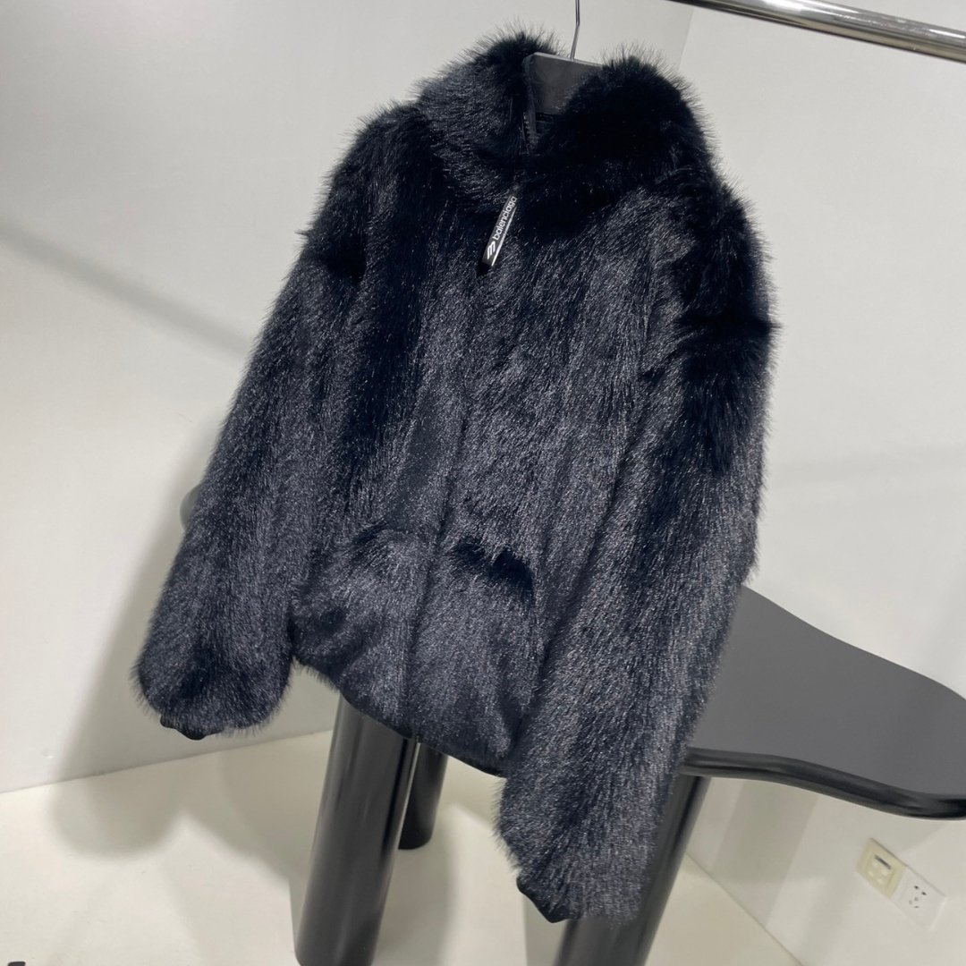 Reversible Faux Fur Schwarz – Bild 3