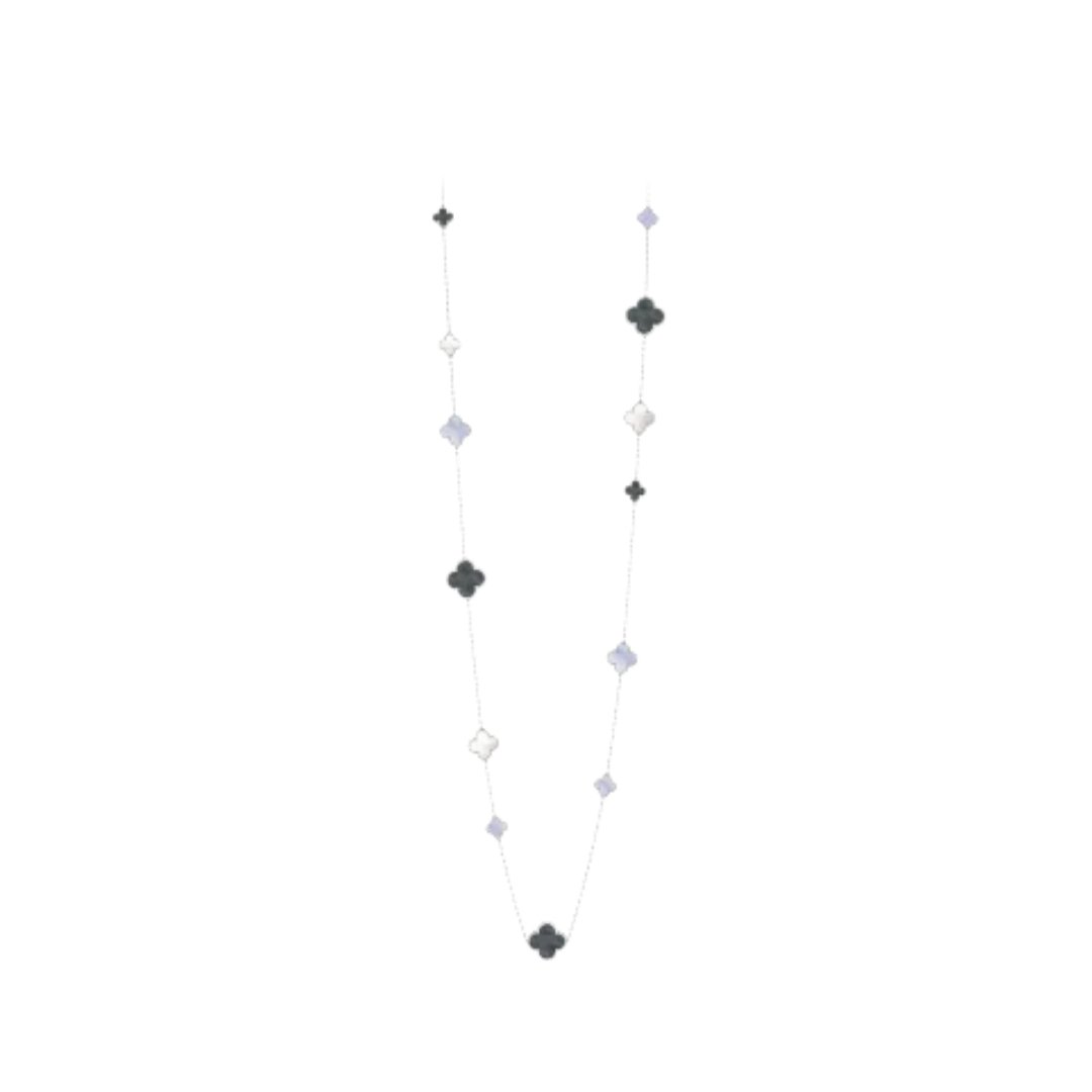Long Necklace, 16 Motifs White Gold Chalcedony – Bild 3