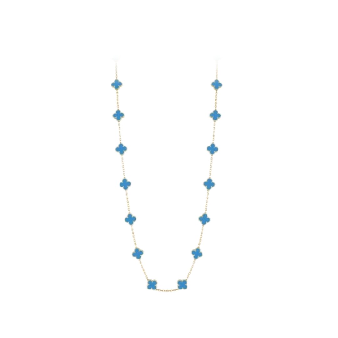 Long Necklace, 20 Motifs Yellow Gold, Blue Agate – Bild 3