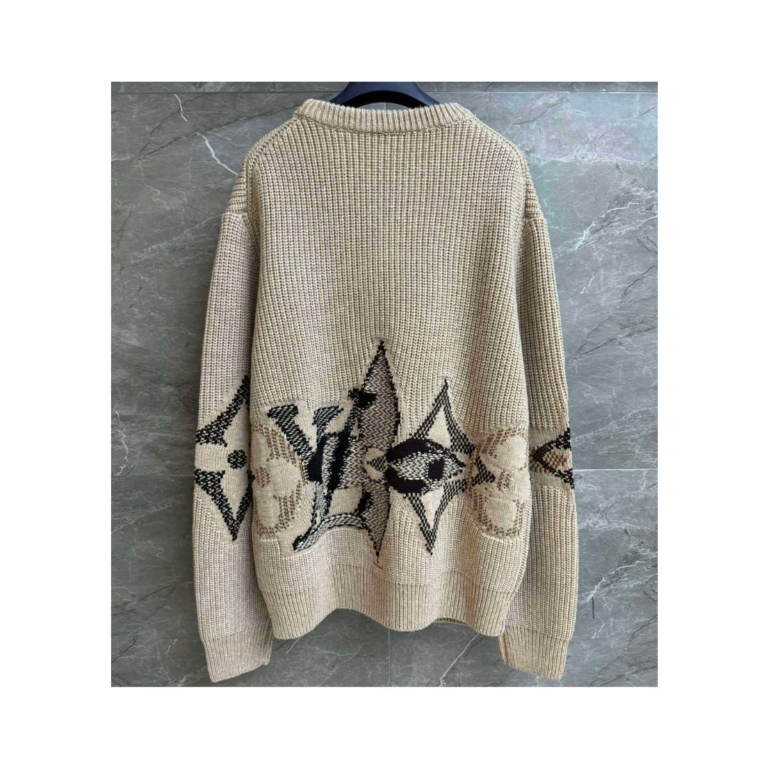 Grafikstrick Pullover Creme – Bild 3