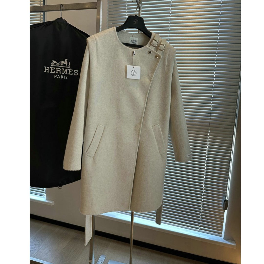 Long Coat Belted Beige – Bild 3