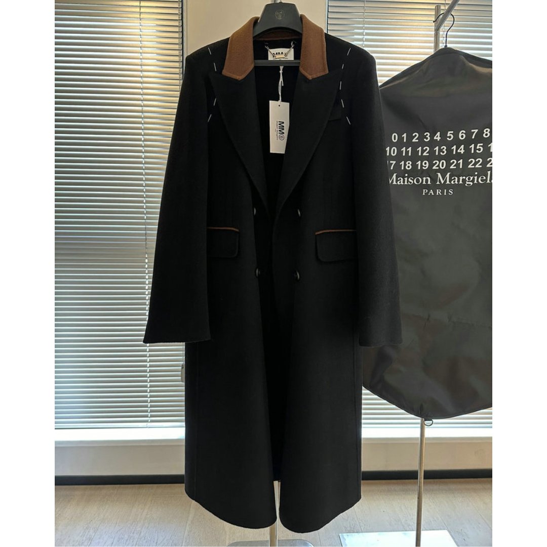 Long Coat Klassisch Wool Nero – Bild 3