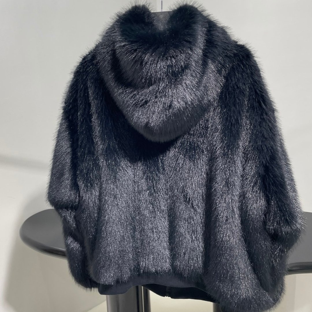 Reversible Faux Fur Schwarz – Bild 4