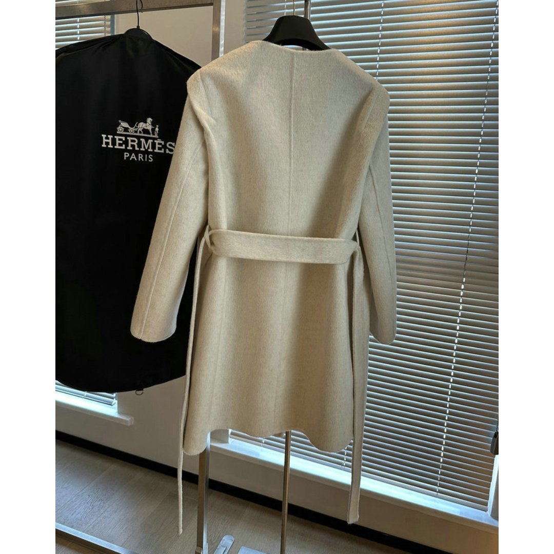 Long Coat Belted Beige – Bild 2