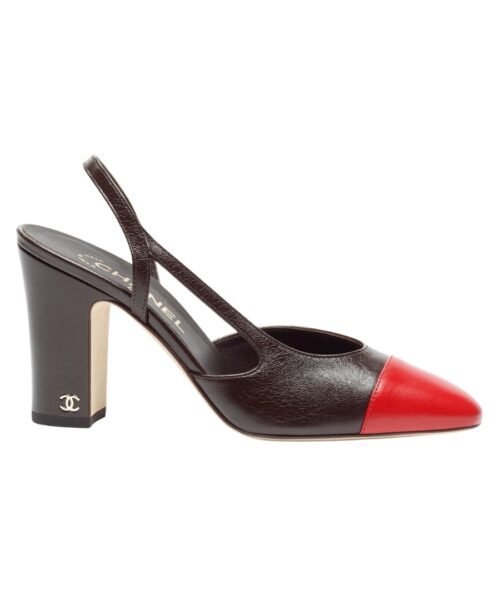 Slingbacks Braun/Rot 9 cm