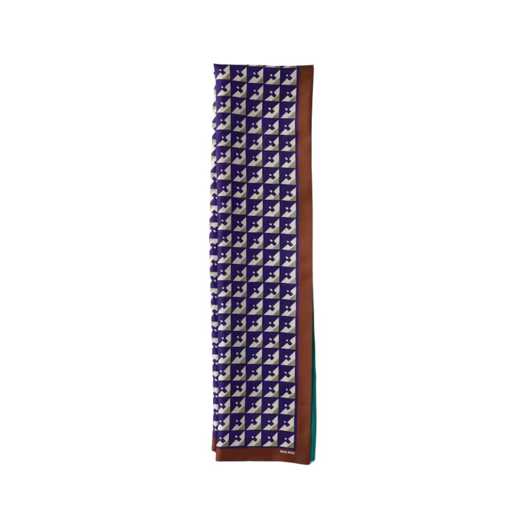 Bedruckte Seide Blau/Beige