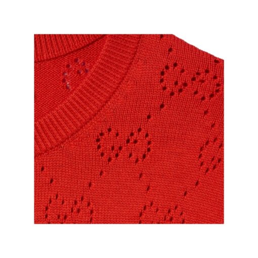 GG Pointelle Baumwollseiden-Cardigan Rot – Bild 4
