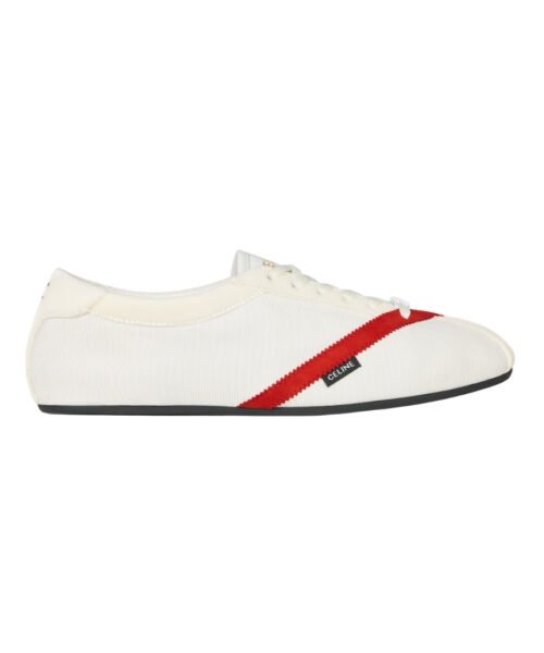 Flache Sneakers Weiß/Rot