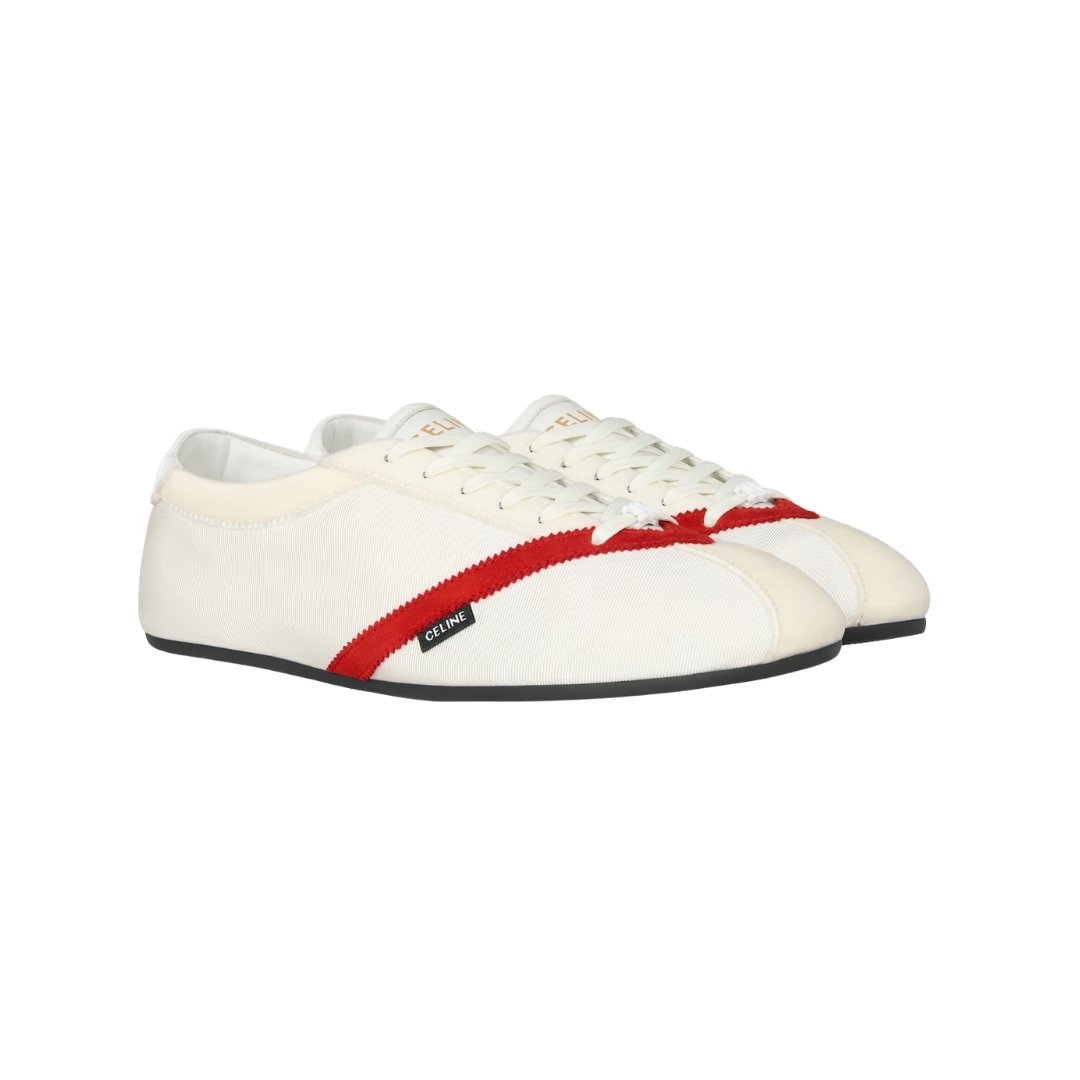 Flache Sneakers Weiß/Rot – Bild 2