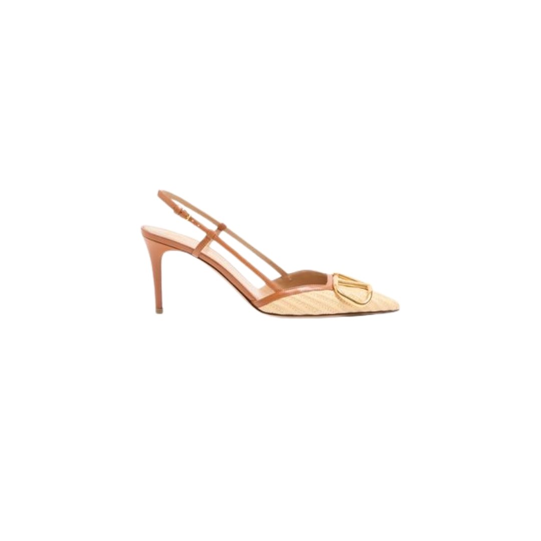 VLogo Signature Slingback-Pumps aus Raffiabast