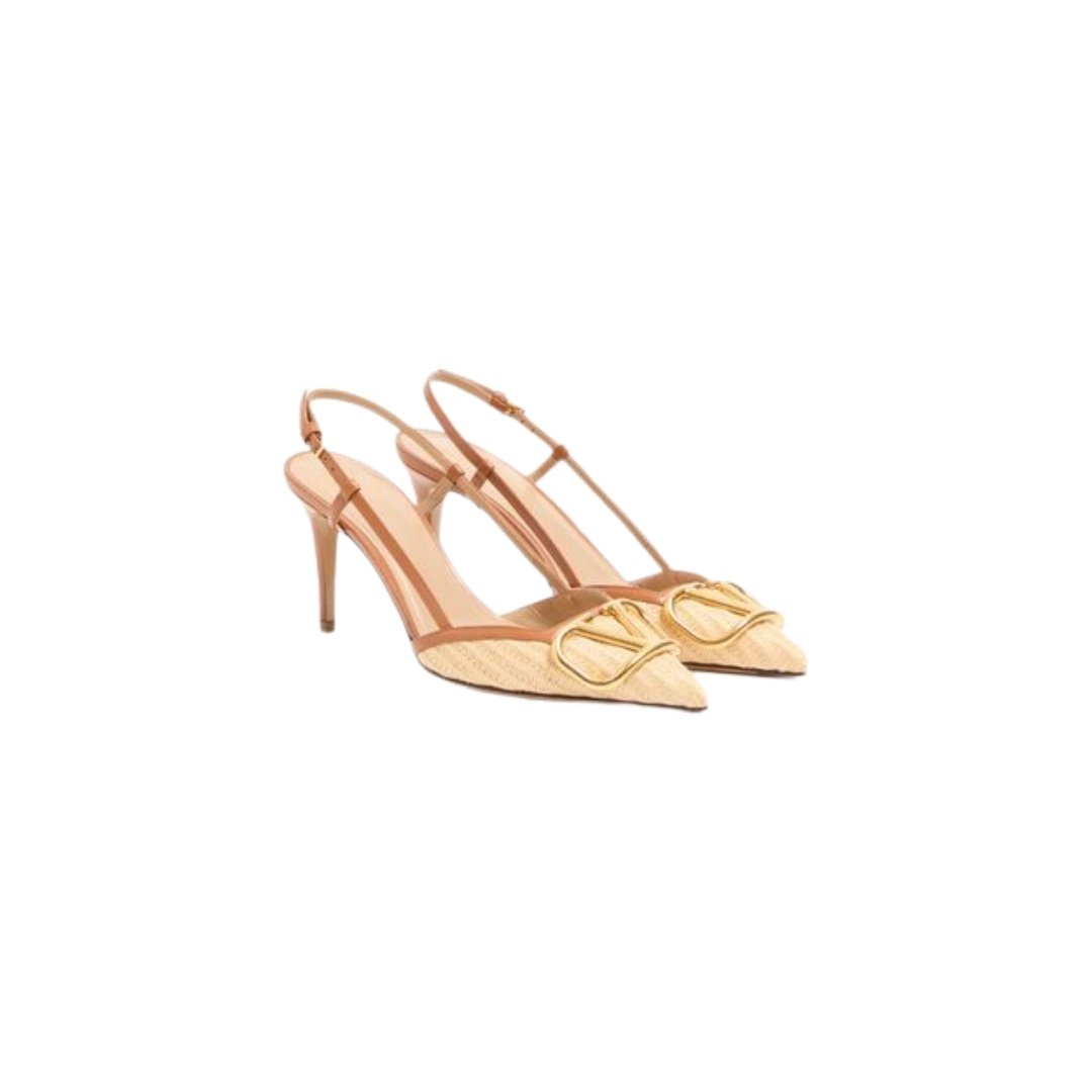 VLogo Signature Slingback-Pumps aus Raffiabast – Bild 2