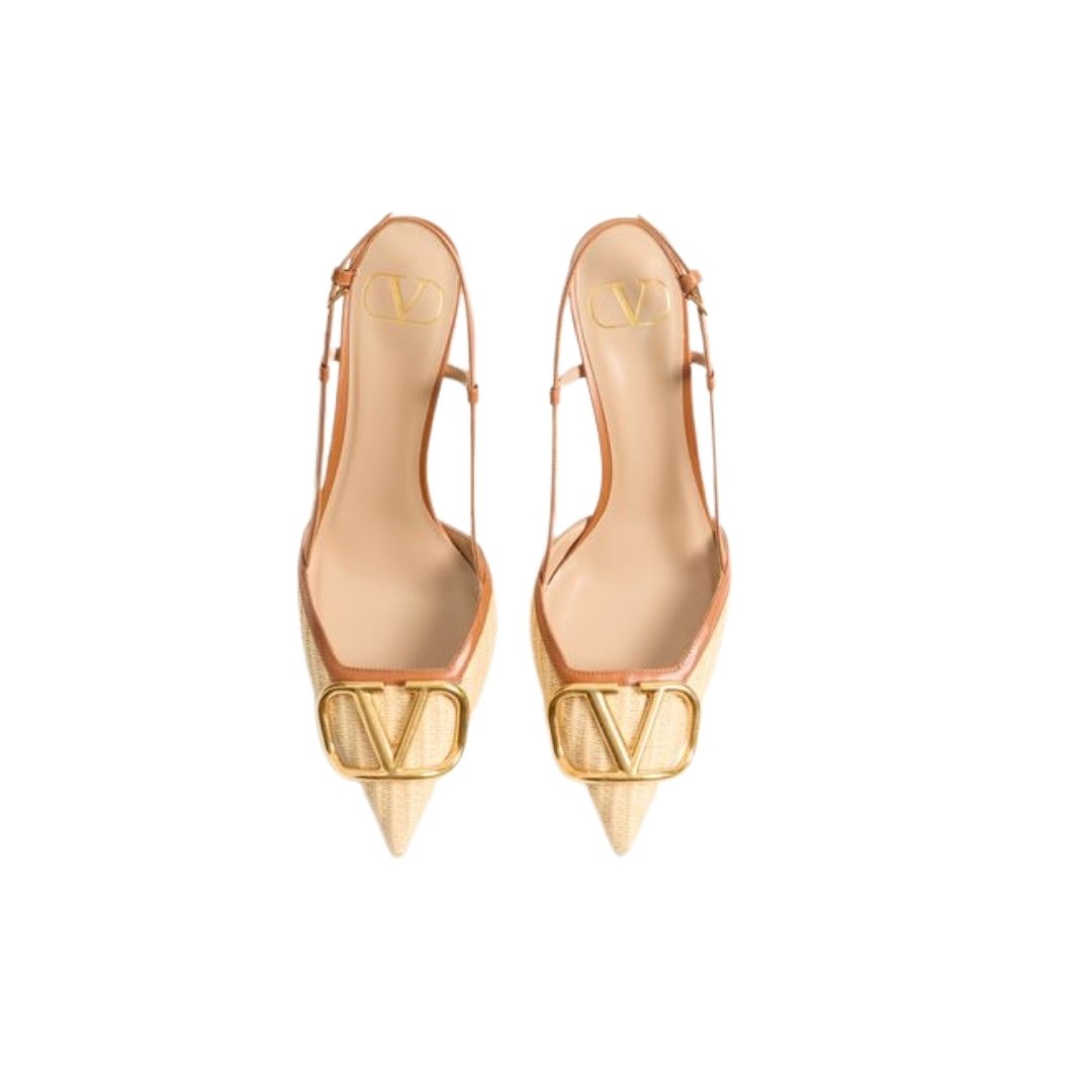 VLogo Signature Slingback-Pumps aus Raffiabast – Bild 3