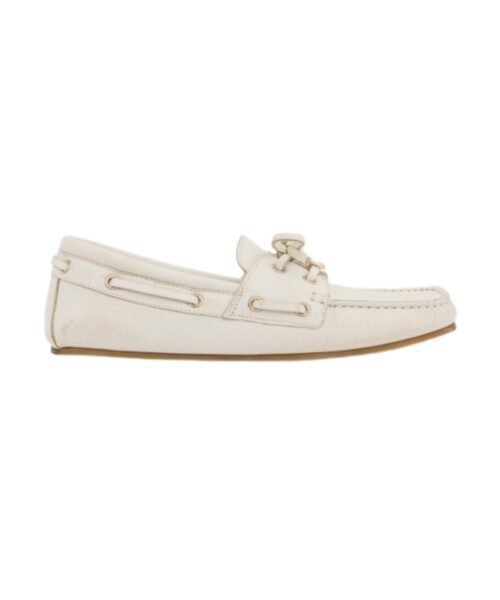 Damen-Bootsschuh weißes Leder