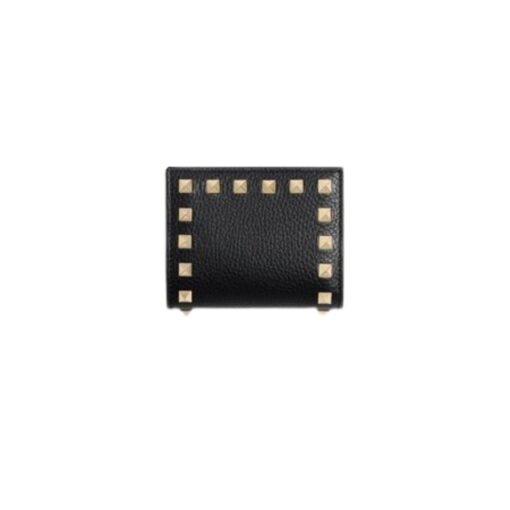 Rockstud Geldbörse aus genarbtem Kalbsleder 8.3 cm – Bild 4