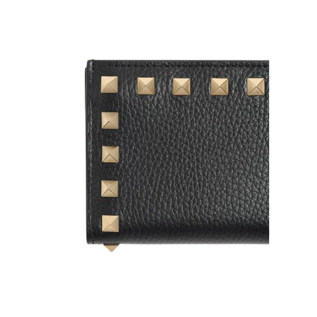 Rockstud Geldbörse aus genarbtem Kalbsleder 8.3 cm – Bild 2