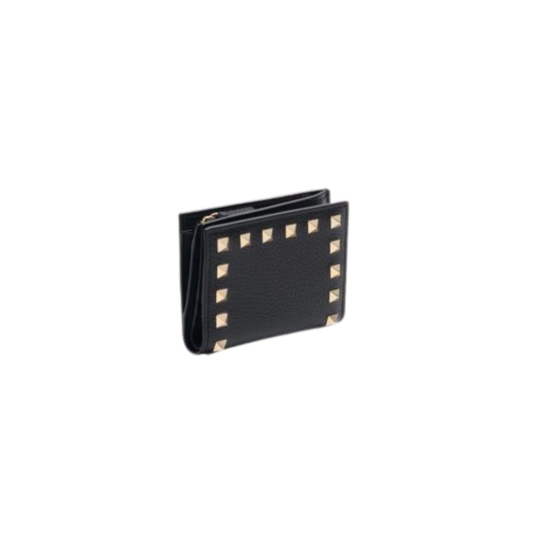 Rockstud Geldbörse aus genarbtem Kalbsleder 8.3 cm – Bild 3