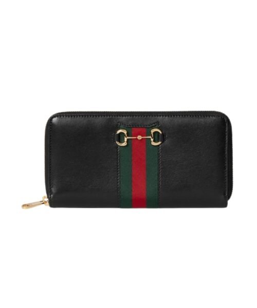 Gucci Horsebit Geldbörse mit Webreißverschluss 19 cm