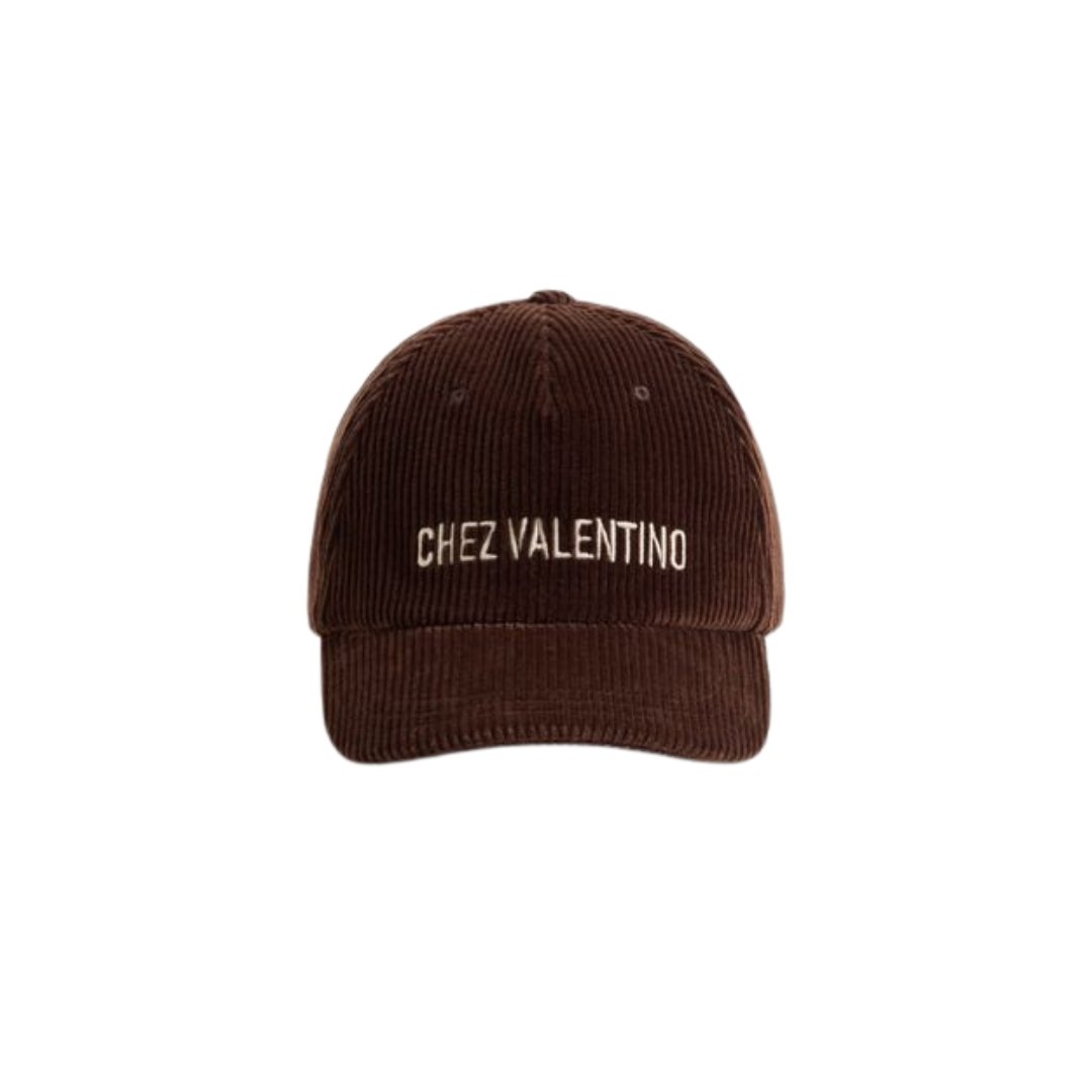 Chez Valentino Samt-Baseballkappe mit Stickerei