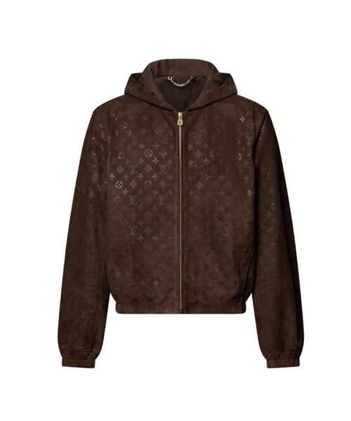 Veloursleder Hoodie Dunkelbraun