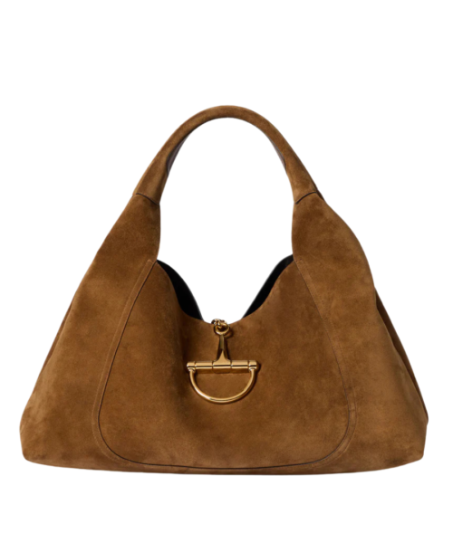 Softbit Maxi Schultertasche Aus Braunem Wildleder 46 cm