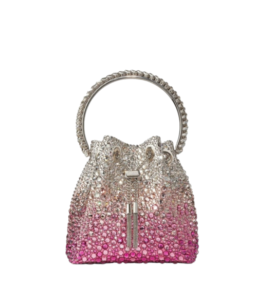 Pink Bon Bon Kristallverzierte Beuteltasche